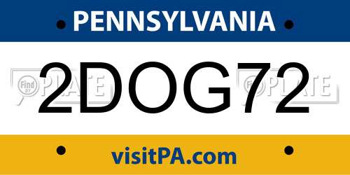 2DOG72 Pennsylvania License Plate