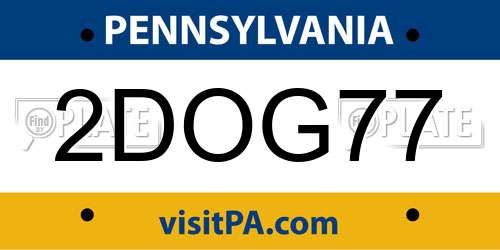 2DOG77 Pennsylvania License Plate