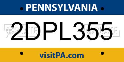 2DPL355 Pennsylvania License Plate