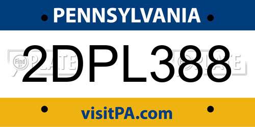 2DPL388 Pennsylvania License Plate