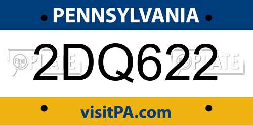 2DQ622 Pennsylvania License Plate