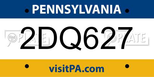 2DQ627 Pennsylvania License Plate
