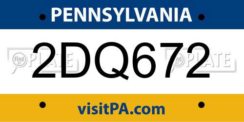 2DQ672 Pennsylvania License Plate