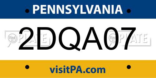 2DQA07 Pennsylvania License Plate