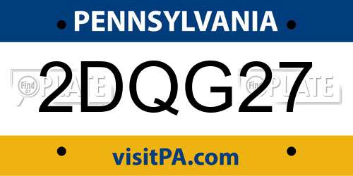 2DQG27 Pennsylvania License Plate