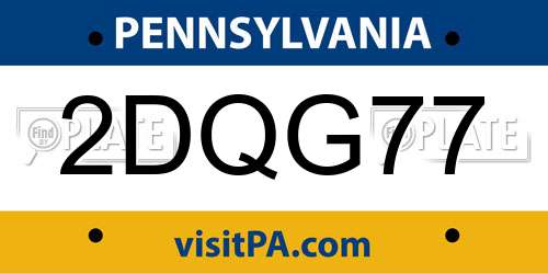 2DQG77 Pennsylvania License Plate