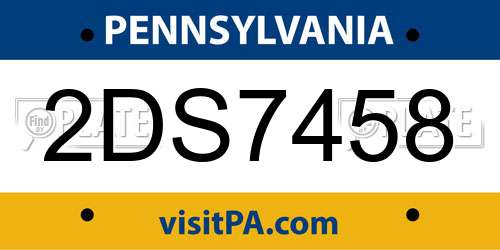 2DS7458 Pennsylvania License Plate