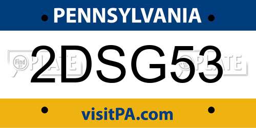 2DSG53 Pennsylvania License Plate
