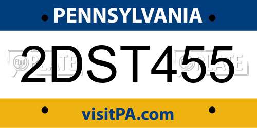 2DST455 Pennsylvania License Plate