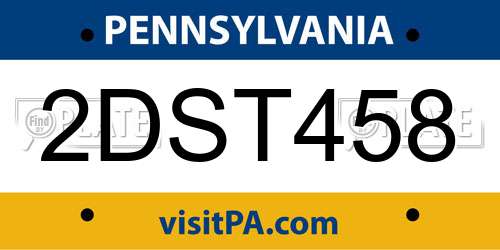 2DST458 Pennsylvania License Plate