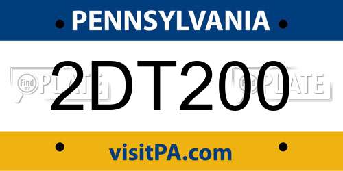 2DT200 Pennsylvania License Plate