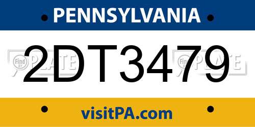 2DT3479 Pennsylvania License Plate