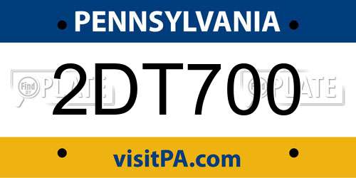 2DT700 Pennsylvania License Plate