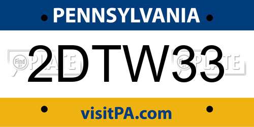 2DTW33 Pennsylvania License Plate