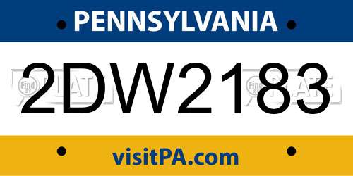 2DW2183 Pennsylvania License Plate