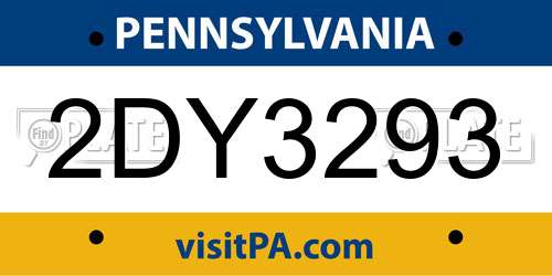 2DY3293 Pennsylvania License Plate