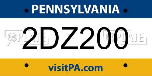 2DZ200 Pennsylvania License Plate