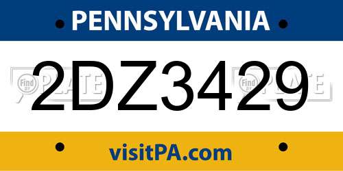 2DZ3429 Pennsylvania License Plate