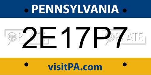 2E17P7 Pennsylvania License Plate