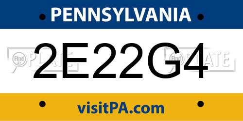 2E22G4 Pennsylvania License Plate