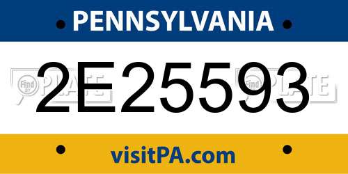 2E25593 Pennsylvania License Plate
