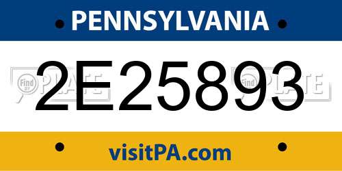 2E25893 Pennsylvania License Plate