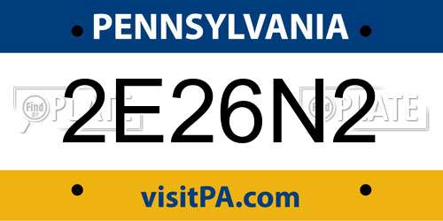 2E26N2 Pennsylvania License Plate