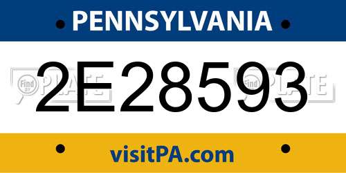2E28593 Pennsylvania License Plate