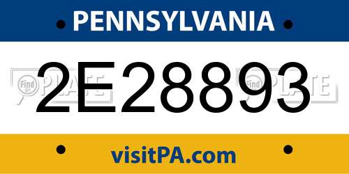 2E28893 Pennsylvania License Plate