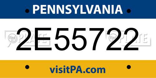 2E55722 Pennsylvania License Plate