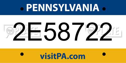 2E58722 Pennsylvania License Plate