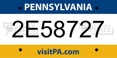 2E58727 Pennsylvania License Plate