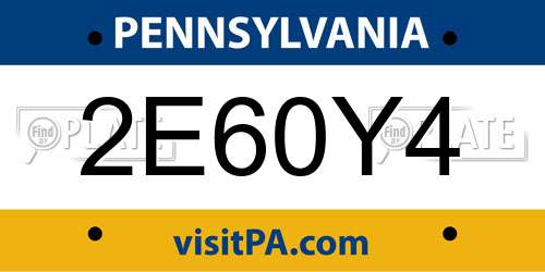 2E60Y4 Pennsylvania License Plate