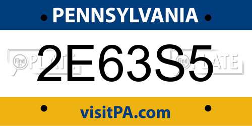 2E63S5 Pennsylvania License Plate