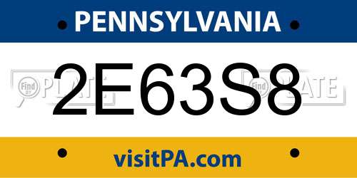 2E63S8 Pennsylvania License Plate