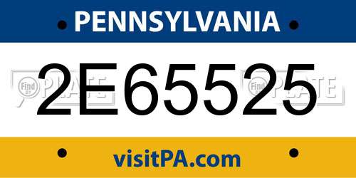 2E65525 Pennsylvania License Plate
