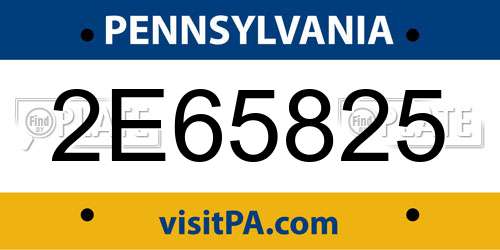 2E65825 Pennsylvania License Plate