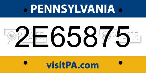 2E65875 Pennsylvania License Plate