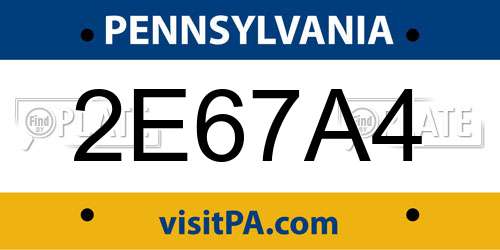2E67A4 Pennsylvania License Plate