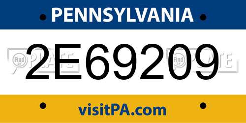 2E69209 Pennsylvania License Plate