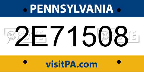 2E71508 Pennsylvania License Plate