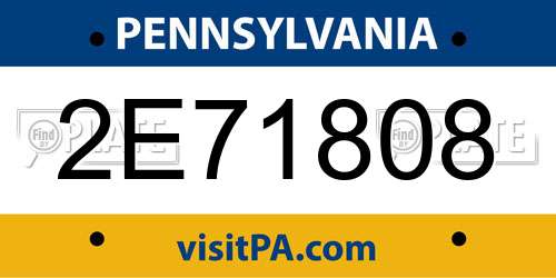 2E71808 Pennsylvania License Plate