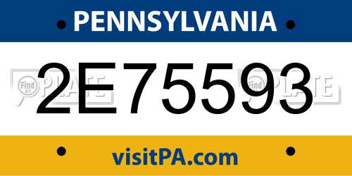 2E75593 Pennsylvania License Plate