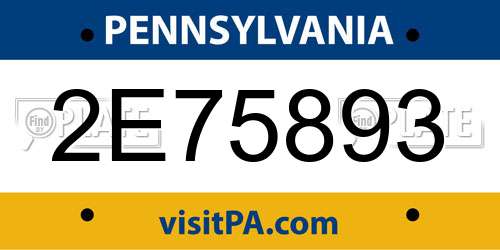 2E75893 Pennsylvania License Plate