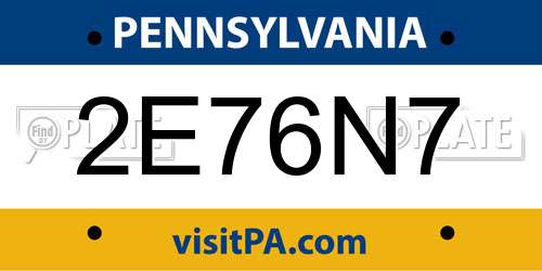 2E76N7 Pennsylvania License Plate
