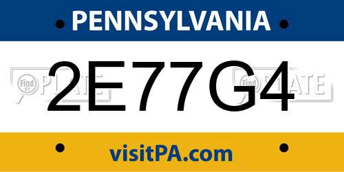 2E77G4 Pennsylvania License Plate