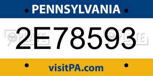 2E78593 Pennsylvania License Plate