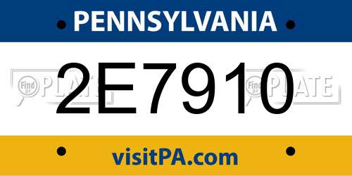 2E7910 Pennsylvania License Plate