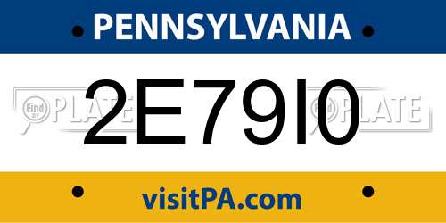 2E79I0 Pennsylvania License Plate