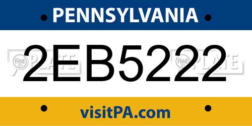 2EB5222 Pennsylvania License Plate